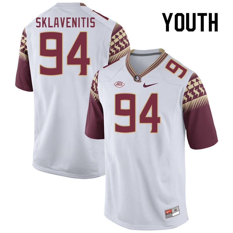 Youth #94 George Sklavenitis Florida State Seminoles College Football Jerseys Stitched-White